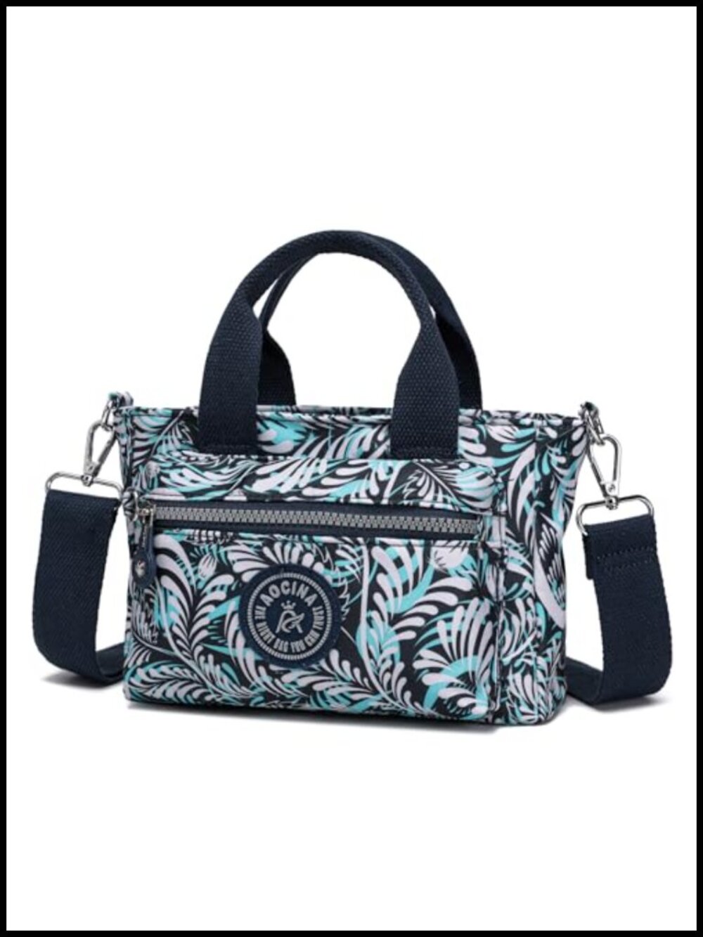 Small Nylon Tote Bag Mini Crossbody Purse with Zipper Multi-Pocket Satchel